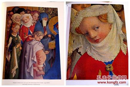 六七十年代印刷精美/价格昂贵/SKIRA大型欧洲艺术史画册系列/布面精装/书皮//手工粘贴彩色插图《中世纪晚期德国绘画·1350/1500》含72幅彩色插图 DIE DEUTSCHE MALEREI
