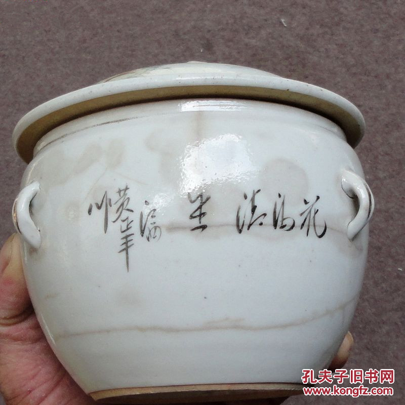 民国粉彩花鸟盖罐