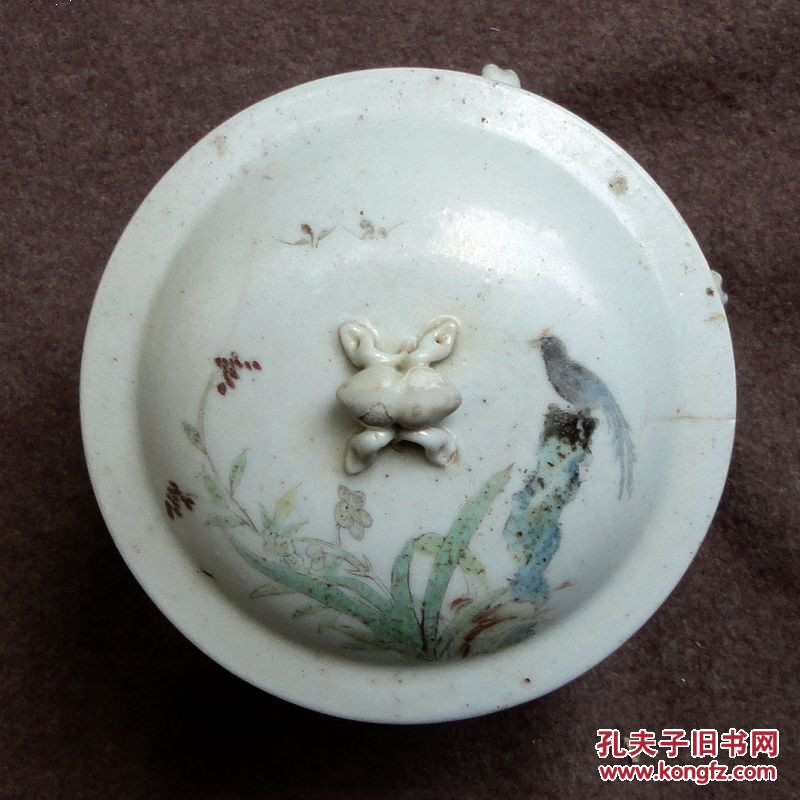 民国粉彩花鸟盖罐
