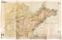 珍贵彩色地图1898年《山东及德属胶州详图》以不同颜色划分了德国控制区、英国控制区、待建铁路侵华文物史料