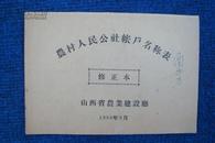 农村人民公社帐户名称表（修正本）1959年