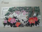 吴素琴（劲松）：画：万紫千红（带原作邮寄信封及简介）（ 吴素琴，退休后参加老年大学国画班学习，酷爱学习画画牡丹。作品多次参加过全国省、市、区画展以及全国各地书画报刊的比赛活动、多次荣获金、银奖，现为武汉市书画家协会会员、北京宝延轩书画院院士等。）（参展获奖画作）