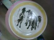 景德镇纪念瓷-徐悲鸿奔马图--瓷盘-