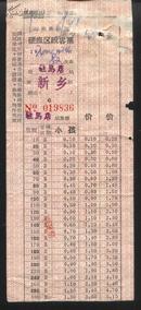 1974年郑州铁路局硬座区段客票（最高指示）（驻马店——新乡）