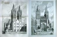 【巨幅版画集】1822年1版《诺曼底古典建筑》（2卷全）—100幅（已毁的古建筑城堡）精美铜版画 49x36cm