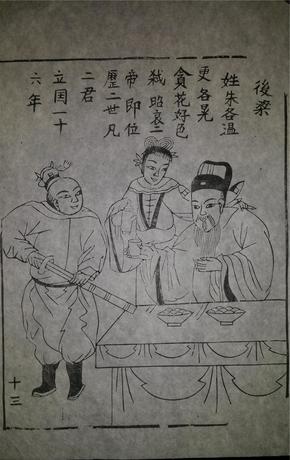 名家早期老木刻木版年画版画*历代帝王图之后梁*值得收藏