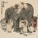 王成喜中国画《摸象图》