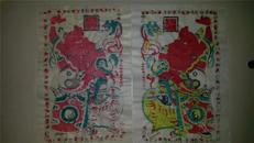 80年代木刻木版年画版画*镇宅元师一对