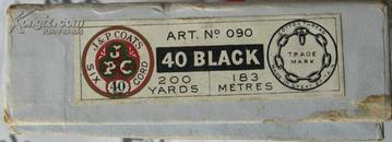 民国商标（进口棉线）：J.&.P.COATS（康米尔有限公司）SIXCORDMACHINACOTTON（六股机织棉线）BLACK（黑色）