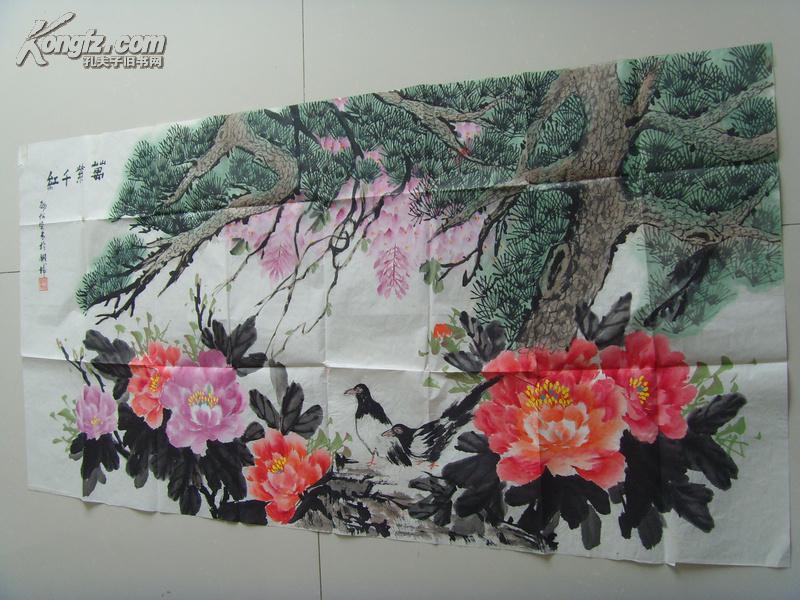 吴素琴（劲松）：画：万紫千红（带原作邮寄信封及简介）（ 吴素琴，退休后参加老年大学国画班学习，酷爱学习画画牡丹。作品多次参加过全国省、市、区画展以及全国各地书画报刊的比赛活动、多次荣获金、银奖，现为武汉市书画家协会会员、北京宝延轩书画院院士等。）（参展获奖画作）