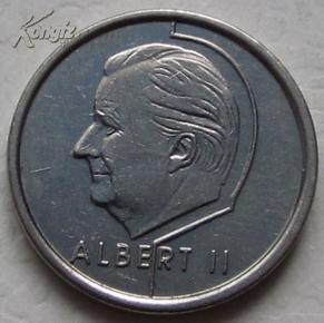 比利时 1法郎硬币 阿尔伯特二世 17mm  年份随机
