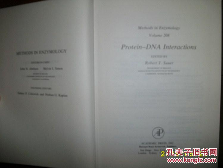 Methods in Enzymology(Volume 208):PROTEIN-DNA INTERACTIONS 酶的作用:蛋白质-DNA相互作用现货