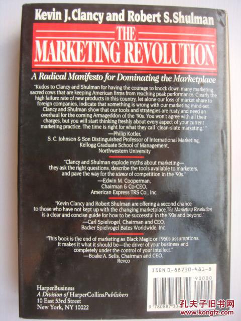 The Marketing Revolution: a racdical manifesto for dominating the Marketplace《营销革命－激进宣示占领市场》