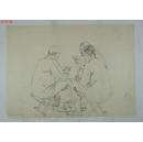 JVZD15011485金鸿钧之子、当代著名工笔画家 金瑞（1973-）“三人打牌”人物速写一幅 （尺寸20*27cm ）