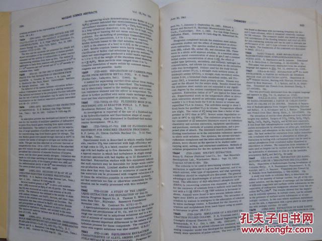 NUCLEAR SCIENCE ABSTRACTS(英文）核科学文摘1961年第15卷9-10期合订本1961年11-13期合订本共两册