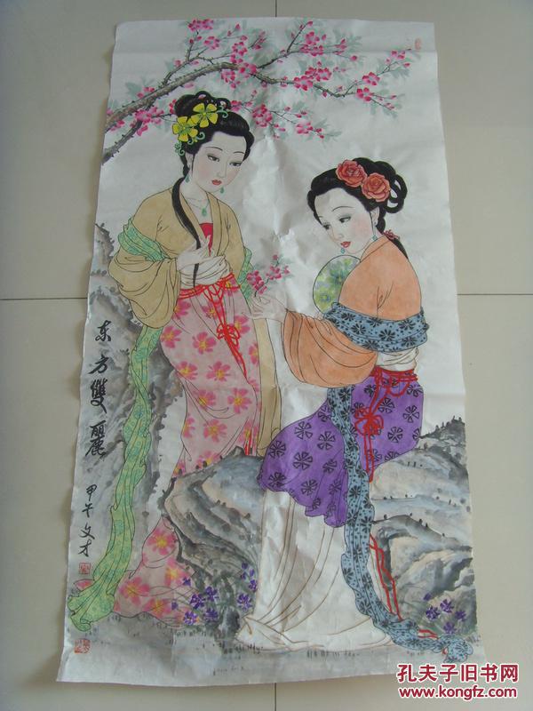 阎文才（闻墨、岩松）：画：东方双丽（白山市硬笔书法家协会理事，中华英模文化促进会理事。中国书画名家研究会副理事长，中国青少年艺术大赛评委。）
