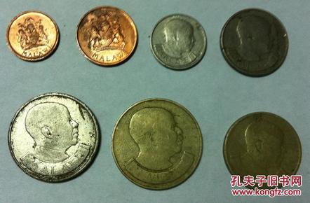 马拉维  硬币一套7枚  1 克瓦查 50坦巴拉,20坦巴拉，10坦巴拉，5坦巴拉 ，2坦巴拉和1坦巴拉。