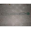 纯天然A货翡翠珠项链配清朝翡翠牌子吊坠,64颗珠子，最大直径1.5厘米
