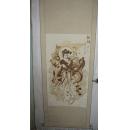 麒麟送子　烙铁画　（白绢上烙画　画芯尺寸：45*79.5）