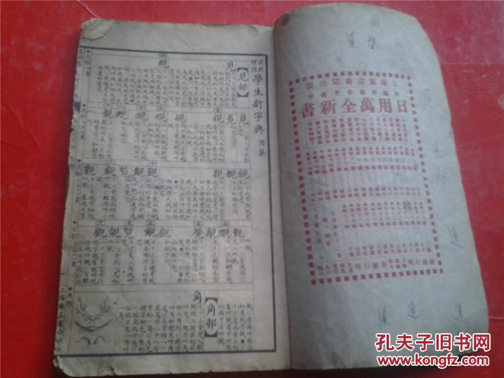 中华民国 学生新字典 学生应用 新式图书  酉戌亥集  1922年 上海广益书局发行