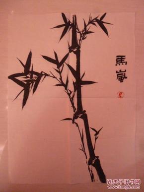 著名青年画家-马岚早期精品绘画-墨竹-保真。