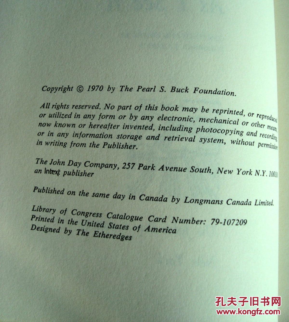 限量版，1970年纽约出版，赛珍珠著《 CHINA AS I SEE IT》 精装 24开305 页