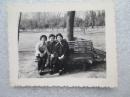 1966年上海西郊公园三人合影老照片1张6.5*5.2cm(实物拍照，品相如图)