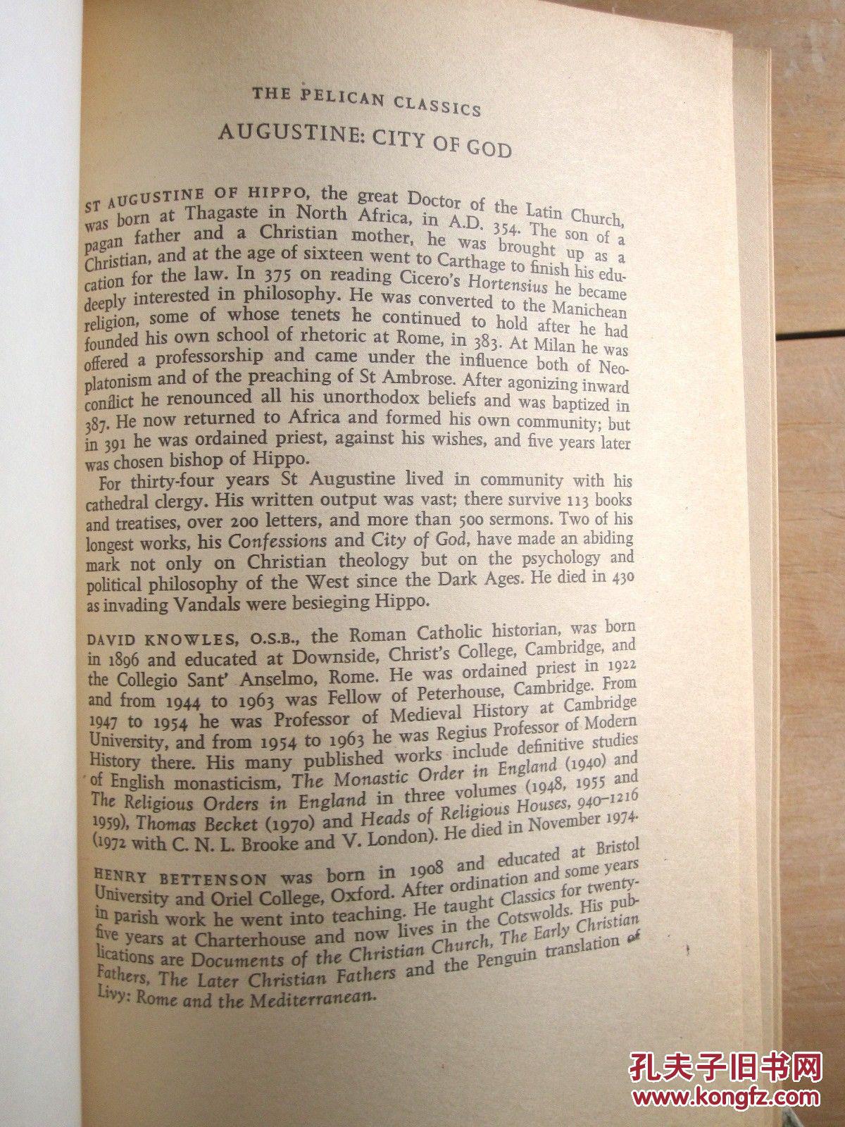 1972年伦敦出版《上帝之城》24开精装 1,097页