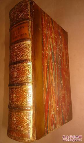 1860年James Boswell: The Life of Samuel Johnson – 包斯威尔《约翰逊传》3/4小牛皮古董书插图本  对开1巨册全 多张钢版画 增补精美插图