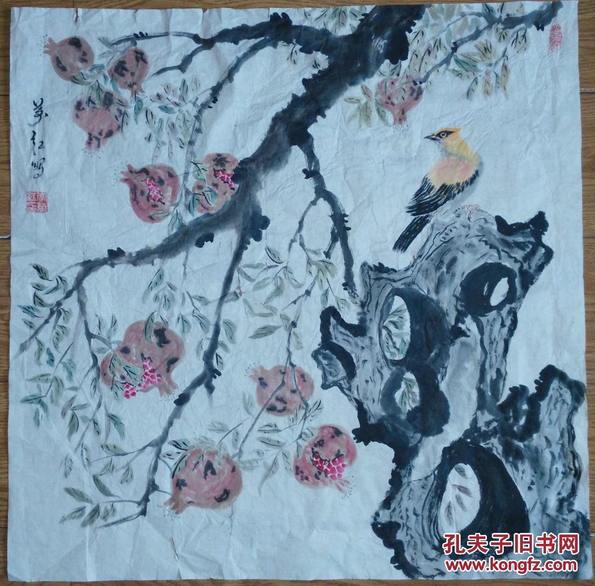 手繪真跡國畫：李萬紅花鳥畫2