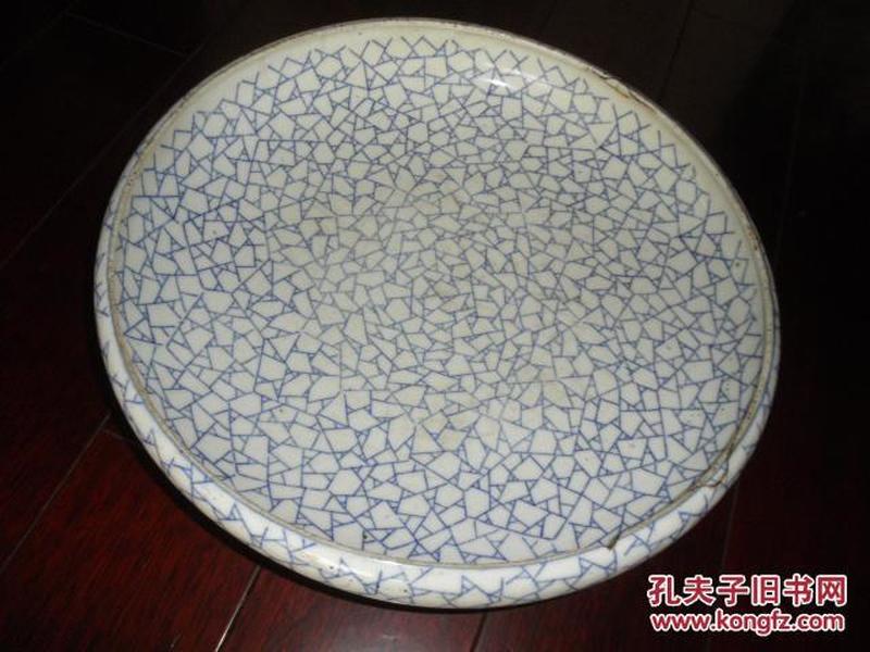 【孔网孤品】清末瓷器《青花大盘》原装一件全【器形硕大】