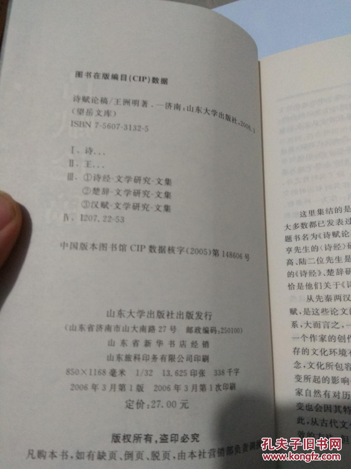 望岳文库·文学史系列：诗赋论稿（货架C2）