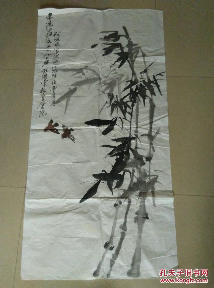 何汉求、梁海娇、张信让、书画家合作《花鸟画》一幅 尺寸136*68.5cm  保真