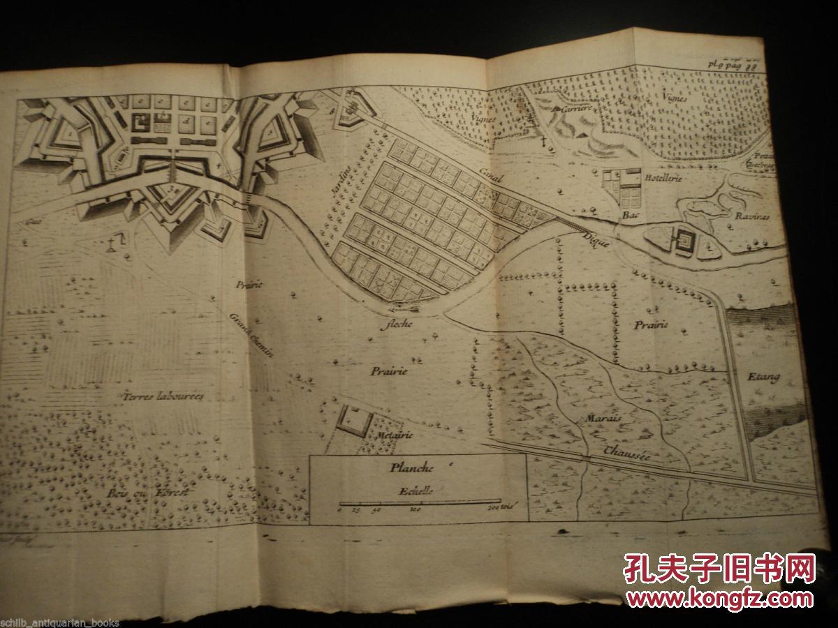 1722年出版《建筑工事：清洗的细则和规划》14黑白版画，皮面 精装