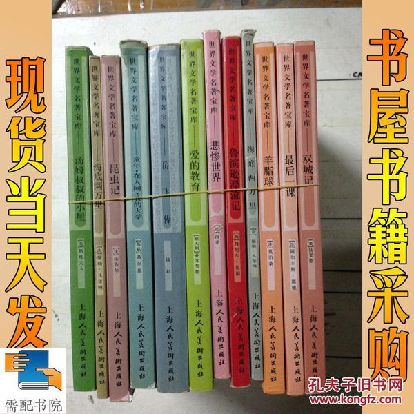 世界文学名著宝库：双城记.最后一课.羊脂球.岳飞传.海底两万里.昆虫记等12本合售