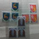 法国邮票1962年 普票小鹿等3枚新×3方连