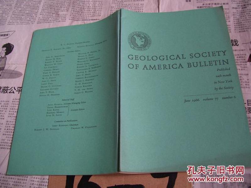 GEOLOGICAL SOCIETY OF AMERICA BULLETIN ：June  1966  volume  77  number  6【美国地质学会通报】