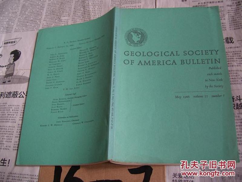 GEOLOGICAL SOCIETY OF AMERICA BULLETIN ：May  1966  volume  77  number  5【美国地质学会通报】