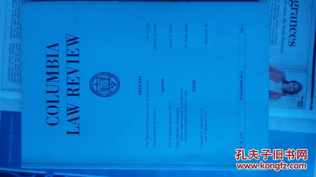 COLUMBIA LAW REVIEW 2014/11 VO0114 NO.7哥伦比亚法律评论原版学术论文期刊