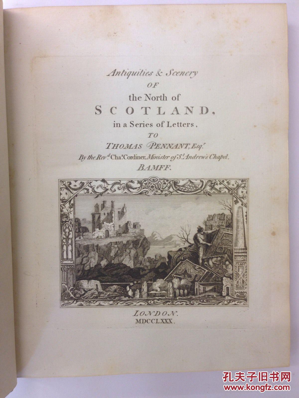 稀少，《苏格兰风景如画的古迹》21幅钢板画，1780年伦敦出版。