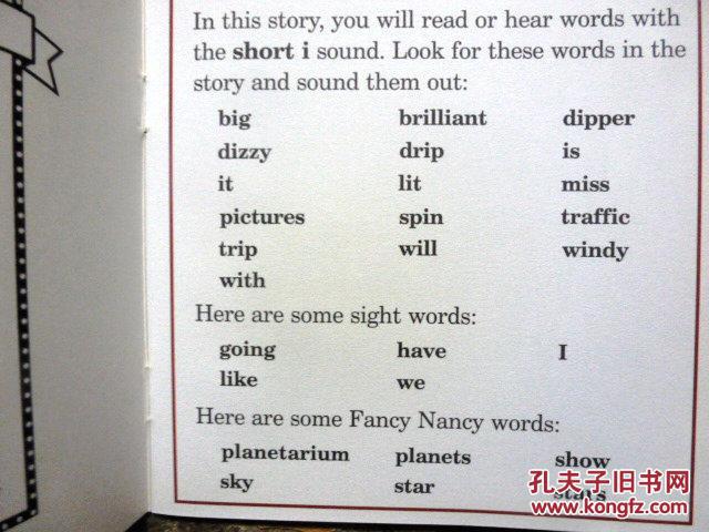 英文原版   少儿口袋装绘本      I Can Read! Phonics (book 4): Fancy Nancy: Brilliant Stars        自然拼读