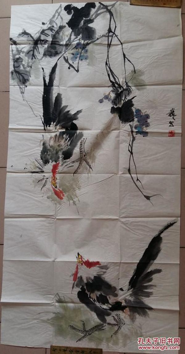 中国美术家协会会员，神州画院画家李巍巍“双吉（鸡）图”国画