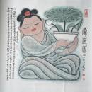 江苏老画家 田原 精品 爱莲图  镜心 69*68cm 保真