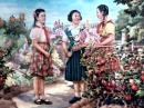 ●五十年代精美年画：《祖国的花朵》佚名绘【尺寸15X10公分】！