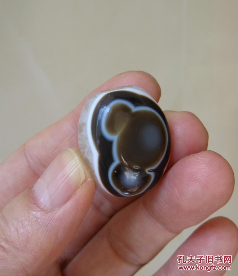 天然奇石冰花玛瑙像形图案吊坠挂件三通礼品饰品收藏品：三省吾身