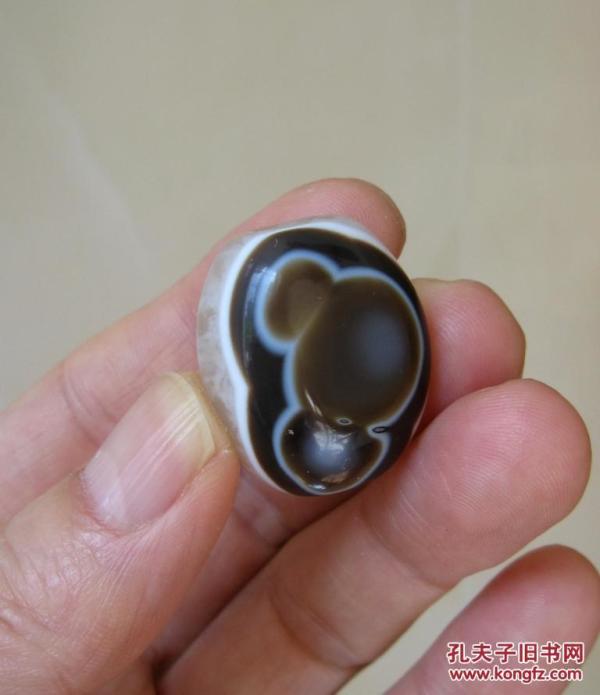 天然奇石冰花玛瑙像形图案吊坠挂件三通礼品饰品收藏品：三省吾身