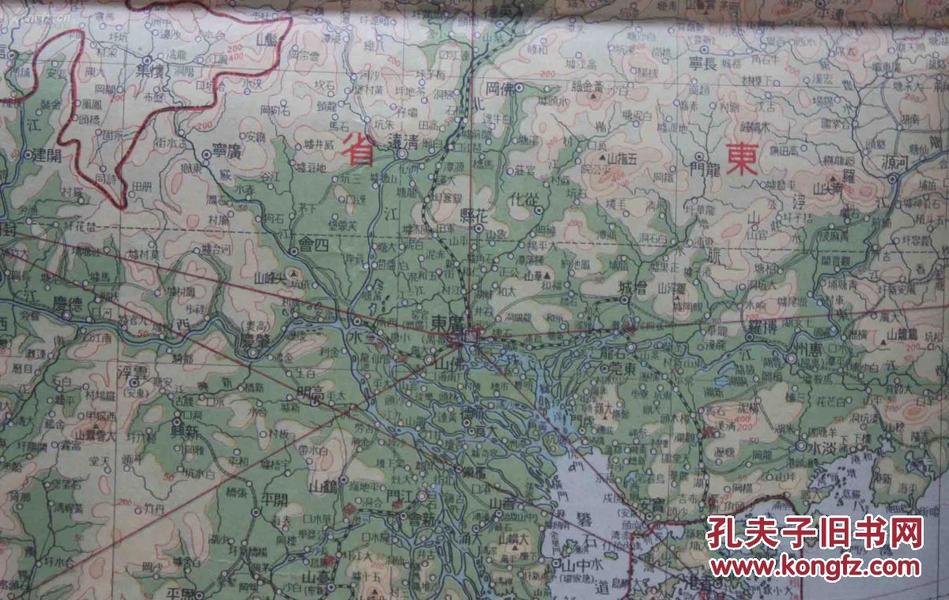 民国老地图，1938年，双面印刷，正面《西南支部》地图，背面《广东附近》地图。云南贵州四川、广东福建江西湖南详细地图。详细到村庄！