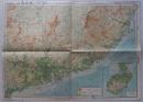 民国老地图，1938年，双面印刷，正面《西南支部》地图，背面《广东附近》地图。云南贵州四川、广东福建江西湖南详细地图。详细到村庄！