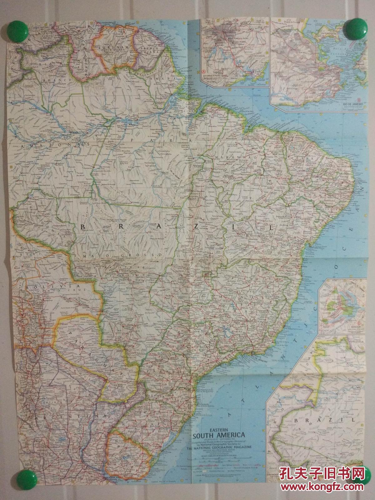 National Geographic国家地理杂志地图系列之1962年9月 Eastern South America  南美洲东部地图