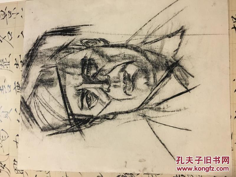 安徽著名画家陆鹤龄早期素描一张【精品；识者宝之！】,